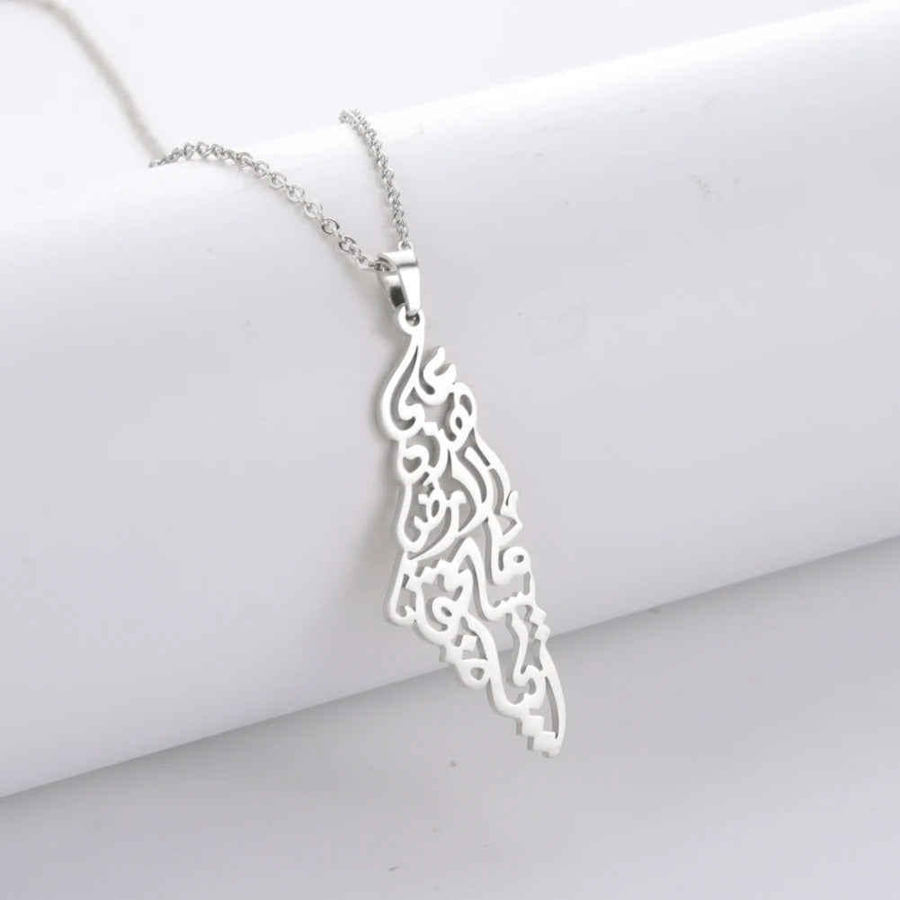 Palestine map necklace