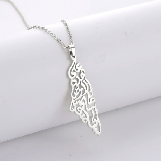 Palestine map necklace